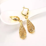 18K Gold Plated Filigree Teardrop Leverback Drop Dangle Earrings