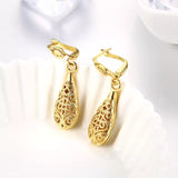 18K Gold Plated Filigree Teardrop Leverback Drop Dangle Earrings