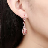 18K Gold Plated Filigree Teardrop Leverback Drop Dangle Earrings