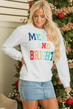 White Merry And Bright Cable Knit Pullover Sweatshirt